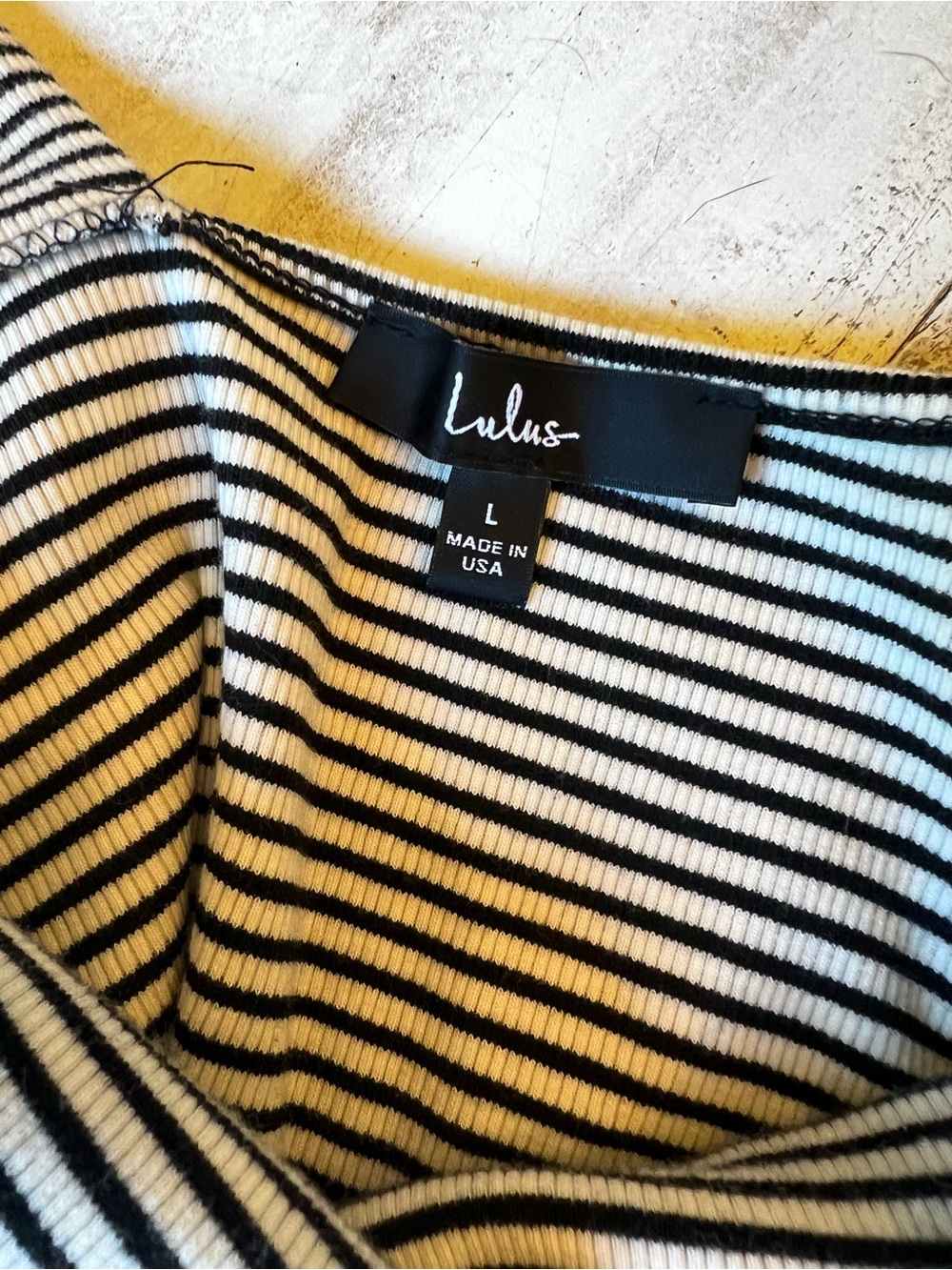 Lulu's Black & White Striped Twist-Front Bodysuit - Picture 4 of 4